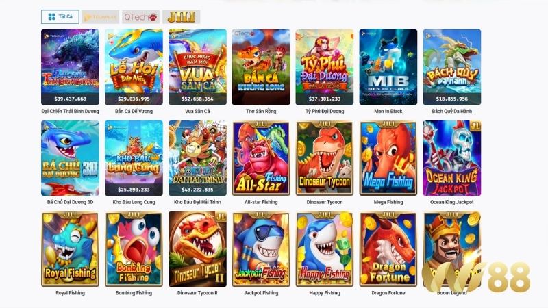 Wi88 Nhà cung cấp TechPlay bắn cá tích hợp hệ thống trò chơi đa dạng