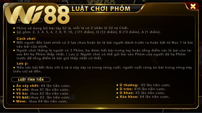 WI88 Luật game phiên bản online vẫn giữ nguyên như khi anh em tham gia chơi truyền thống