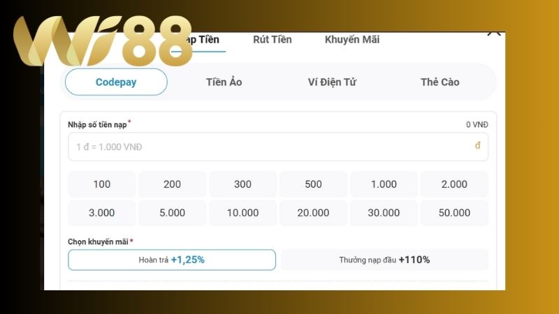 WI88 Chỉ cần có sẵn ví game đã được nạp tiền là bạn có thể nhanh chóng đặt bet đá gà online